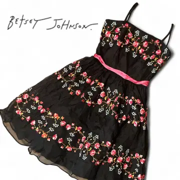 Betsey Johnson 빈티지 자수 드레스 원피스 블랙