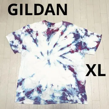 유160 GILDAN 반팔 타이다이 티셔츠 올 패턴 남성용 화이트