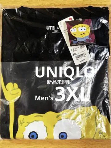 유니클로 스폰지밥 블랙 T셔츠 미사용 새상품 남성용 3XL