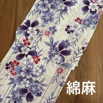 유카타 새상품 여성용 꽃무늬 마면 패랭이꽃 라벤더색