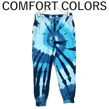 COMFORT COLORS 스웨트 팬츠 타이다이 블루 조거 팬츠