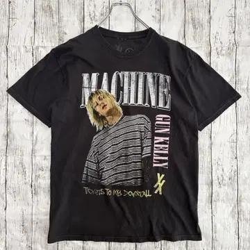 구제 의류 MACHINE GUN KELLY 양면 프린트 투어 밴딩 티셔츠