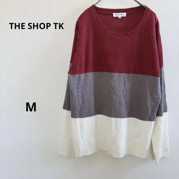 [ THE SHOP TK ] 보더 니트 스웨터 빨간색 그레이 화이트 도킹