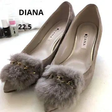 퍼가 멋진 DIANA 베이지 퍼 하이힐 22.5 다이애나