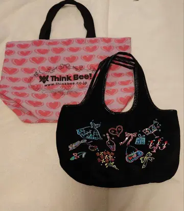 Think Bee! 자수 토트백 블랙