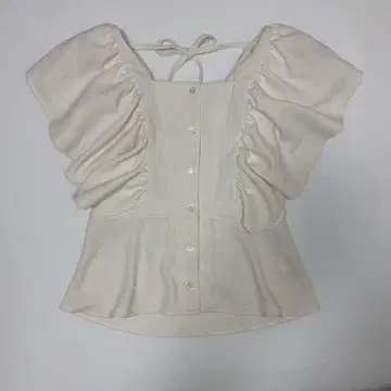 MOUSSY 마우지 프릴 슬리브리스 블라우스 셔츠 아이보리 1
