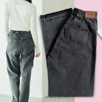 LAVANDA 새상품 하트 포켓 데님 블랙 M 우노 미사코 AAA