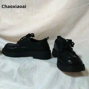 새상품급 Chaoxiaoai 블랙 통굽 로퍼 24cm