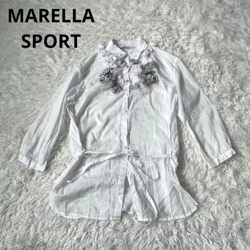 MRELLA 마렐라 스포츠 코사지 화이트 셔츠 튜닉