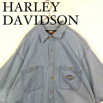 Harley Davidson 반팔 데님 셔츠 던거리 XL