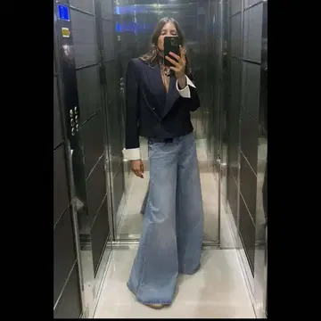ZARA 자라 하이라이즈 하이웨스트 와이드 레그 데님 청바지 34