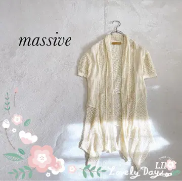 [ massive ] 매시브 레이스 짜임 버튼리스 가디건 베이지