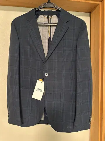 TAKEO KIKUCHI 네이비 체크 무늬 수트