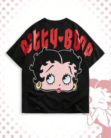 Betty Boop 베티 반팔 티셔츠 블랙 BIG 페이스