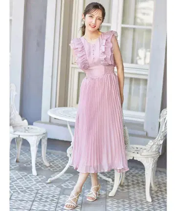 tocco closet 허리 셔링 튤 프릴 플리츠 원피스