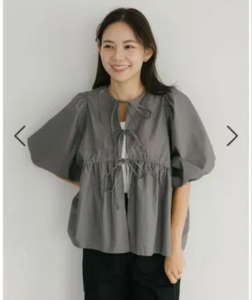 [새상품] 카베사로쏘 볼륨 슬리브 리본 블라우스 CAVEZA ROSSO