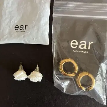 ear papillonner 화이트 로즈 귀걸이 세트