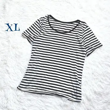 [빈티지] 빅 사이즈 보더 U넥 레이어드 티셔츠 XL 블랙