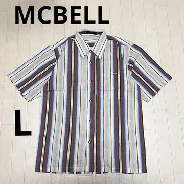 유160 MCBELL 반팔 버튼 셔츠 스트라이프 멀티 컬러 남성용