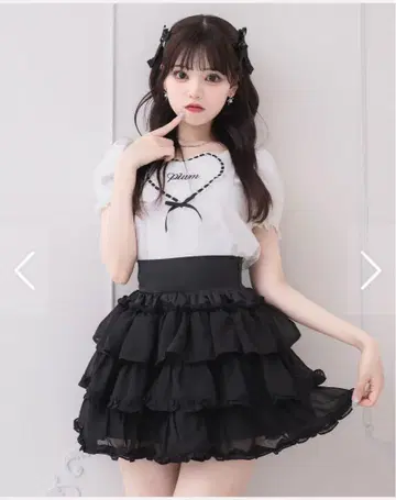 쉬폰 프릴 티어드 스커트