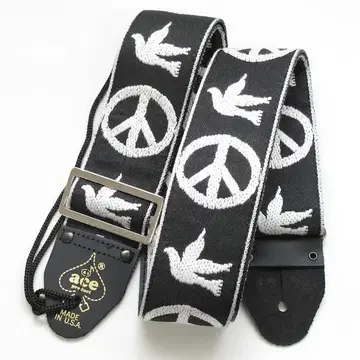 새상품 기타 스트랩 ACE 복각판 ACE-6 블랙 PEACE & DOVE