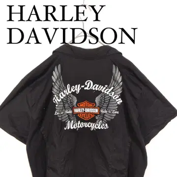 Harley-Davidson 반팔 집업 셔츠 블랙 여성용 XXL