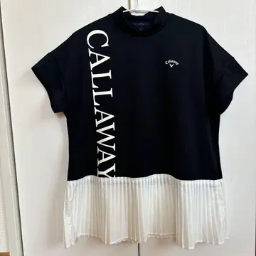 CALLAWAY 플리츠 밑단 셔츠 M 블랙/화이트