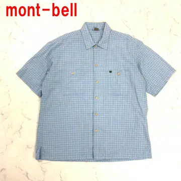 A6688 몽벨 반팔 셔츠 체크 폴리에스테르 파랑 스카이블루 XL
