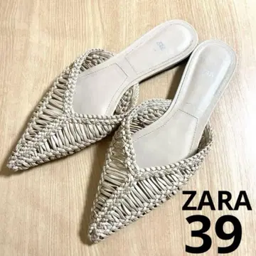 [새상품] ZARA 뜨개질 플랫 메쉬 샌들 뮬 39