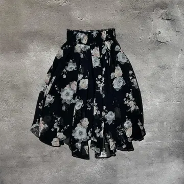 50's vintage 플라워 프린트 스커트 하이웨스트 레트로