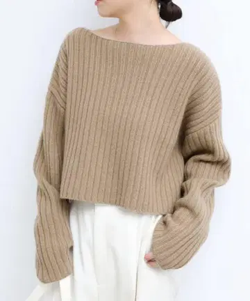 배송비 포함 두즈엠 Cropped Wide 리브 풀오버