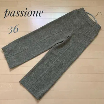 passione 파시오네 브라운 계열 트위드풍 와이드 팬츠 36