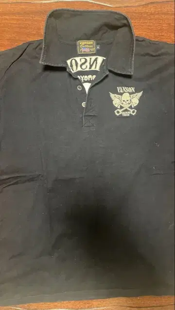 Vanson Leathers 블랙 피케 셔츠