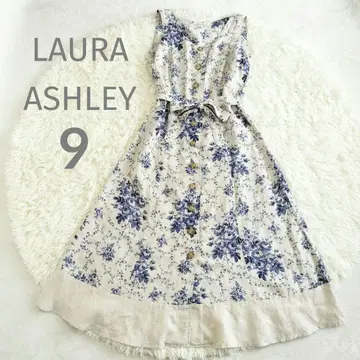 LAURA ASHLEY 린넨 100% 꽃무늬 슬리브리스 원피스
