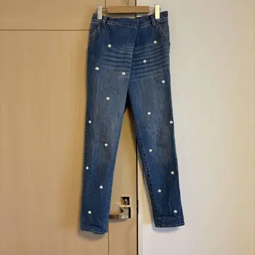 MUVEIL 펄 장식 데님 팬츠 M