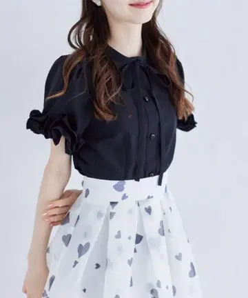 tocco closet 코튼 라이크 휘핑 프릴 보타이 리본 블라우스
