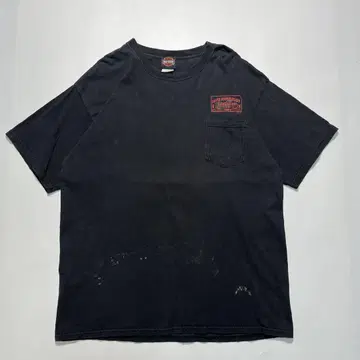 00s 할리 T XL 숯 블랙 페이드 블랙 포켓 티셔츠 Y2K6418