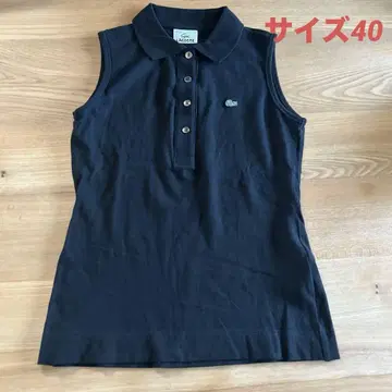 LACOSTE 슬리브리스 피케 셔츠 블랙 40