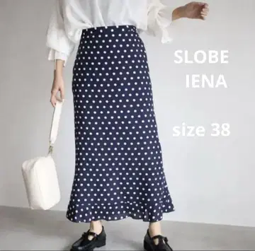 SLOBE IENA 디자인 머메이드 도트 스커트 롱 도트 38