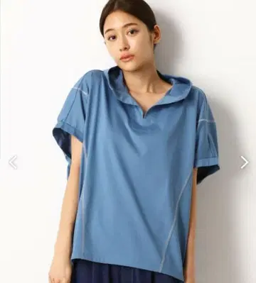개버딘케이티 후드 부착 반팔 돌먼 티셔츠 셔츠 후드티 블루