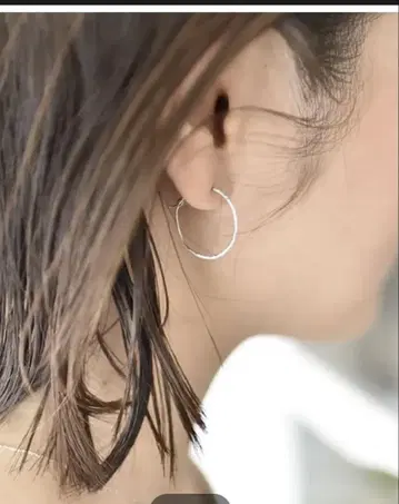 새상품 OURHOME K10 후프 귀걸이 화이트 골드