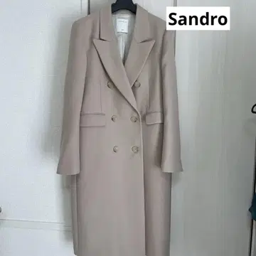 산드로 베이지 더블 브레스트 코트