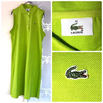Lacoste 라코스테 슬리브리스 폴로 원피스 L 사이즈 라임 그린