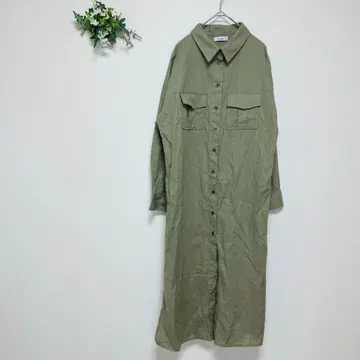 르네 셔츠 원피스 포켓 마 혼방 무지