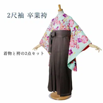 졸업 하카마 기모노 2척 소매 하카마 2개 세트 재봉 완료 g2128