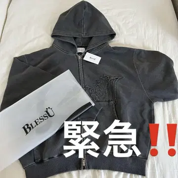 BlessU 다크 그레이 후드 부착 후드티