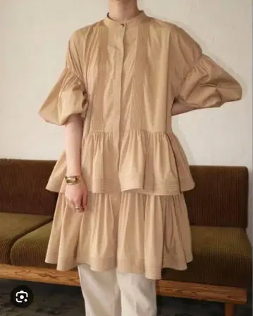 아카 프릴 셔츠 원피스