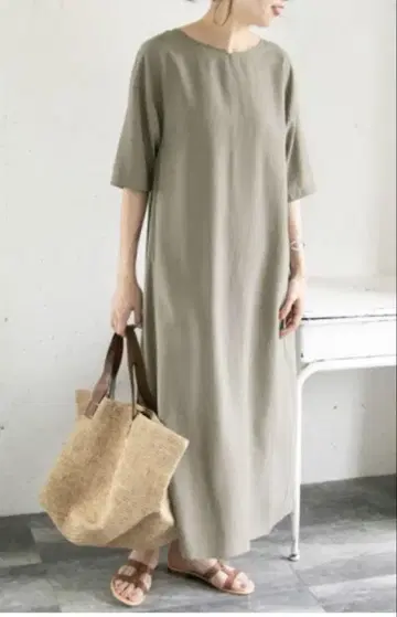 URBAN RESEARCH ROSSO 5분 소매 맥시 원피스