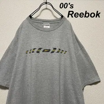 레어 디자인 00s 리복 티셔츠 그레이 센터 로고 자수 프린트