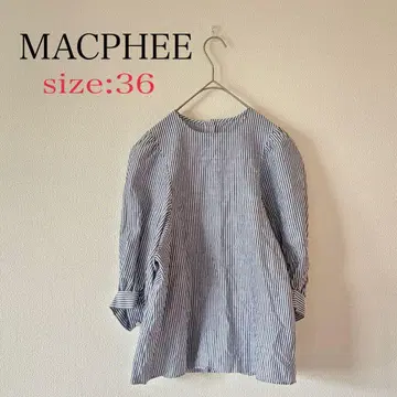 MACPHEE 맥피 코튼 린넨 개더 슬리브 풀오버 36